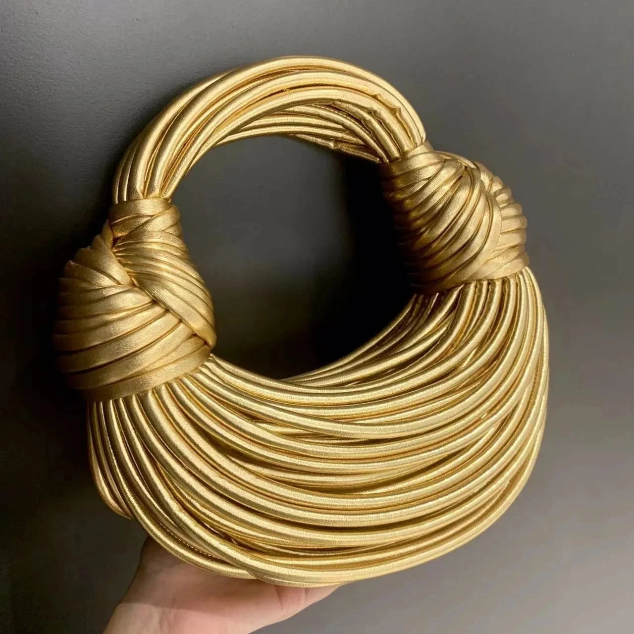 Elegance LuxeNoodle Clutch - Handbag for Women New Gold Luxury Designer Brand Handwoven Noodle Bags Rope Knotted Pulled Hobo Silver Evening Clutch Chic