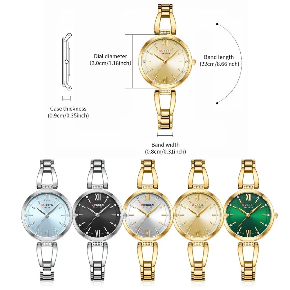 Elegance Chic Sparkle 9092 Ladies Watch with Sparkling Rhinestones Simple Quartz Stainless Steel Bracelet Wristwatch