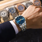 Elegance 858 PrestigeSport Men Watch Luxury Quartz Waterproof Date Week Luminous Wristwatch Stainless Steel Men's Watches Male Clock Sports