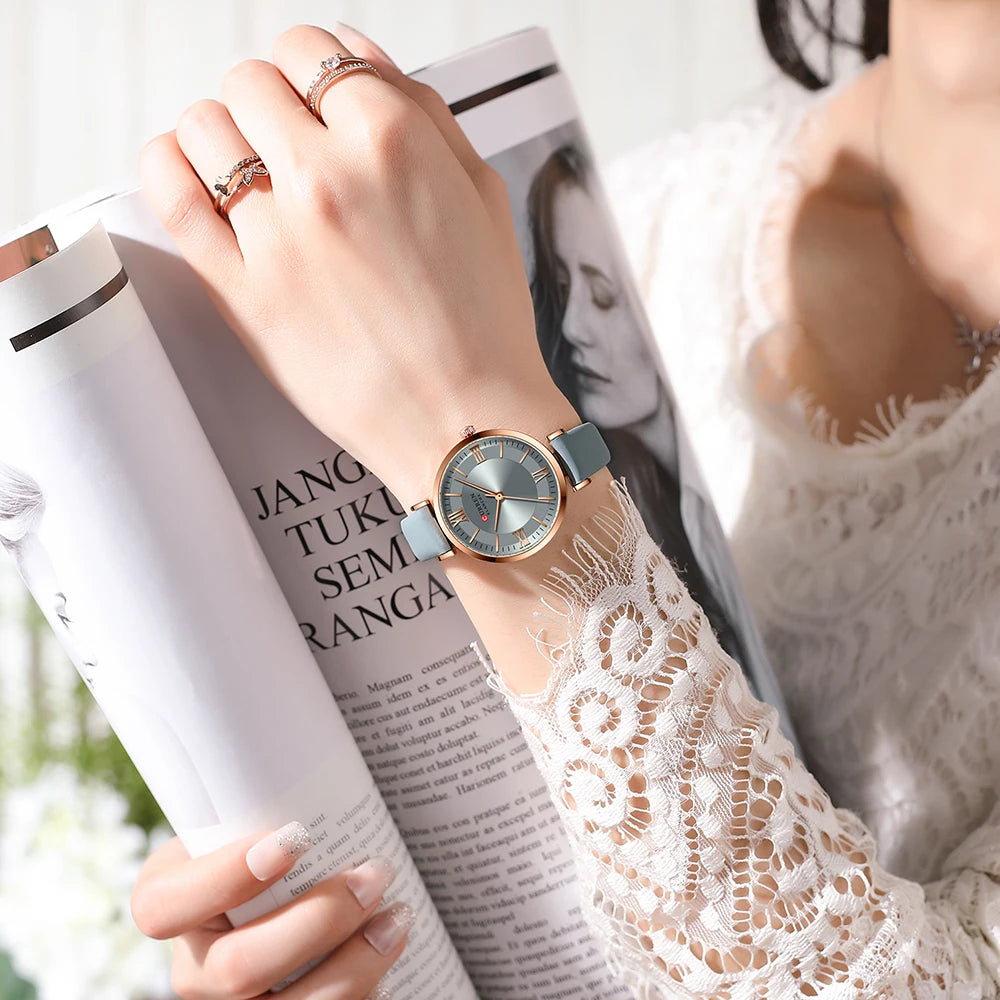 Elegance Chic Classic Women's Watch Quartz Leather Wrsitwatches Fashionable Classic Clock Montre femme
