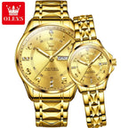 Elegance® 2910 Classic Luxury Quartz Couple Watch For Men Women Waterproof Stainless Steel Hand Clock Diamond Number Dial Watch