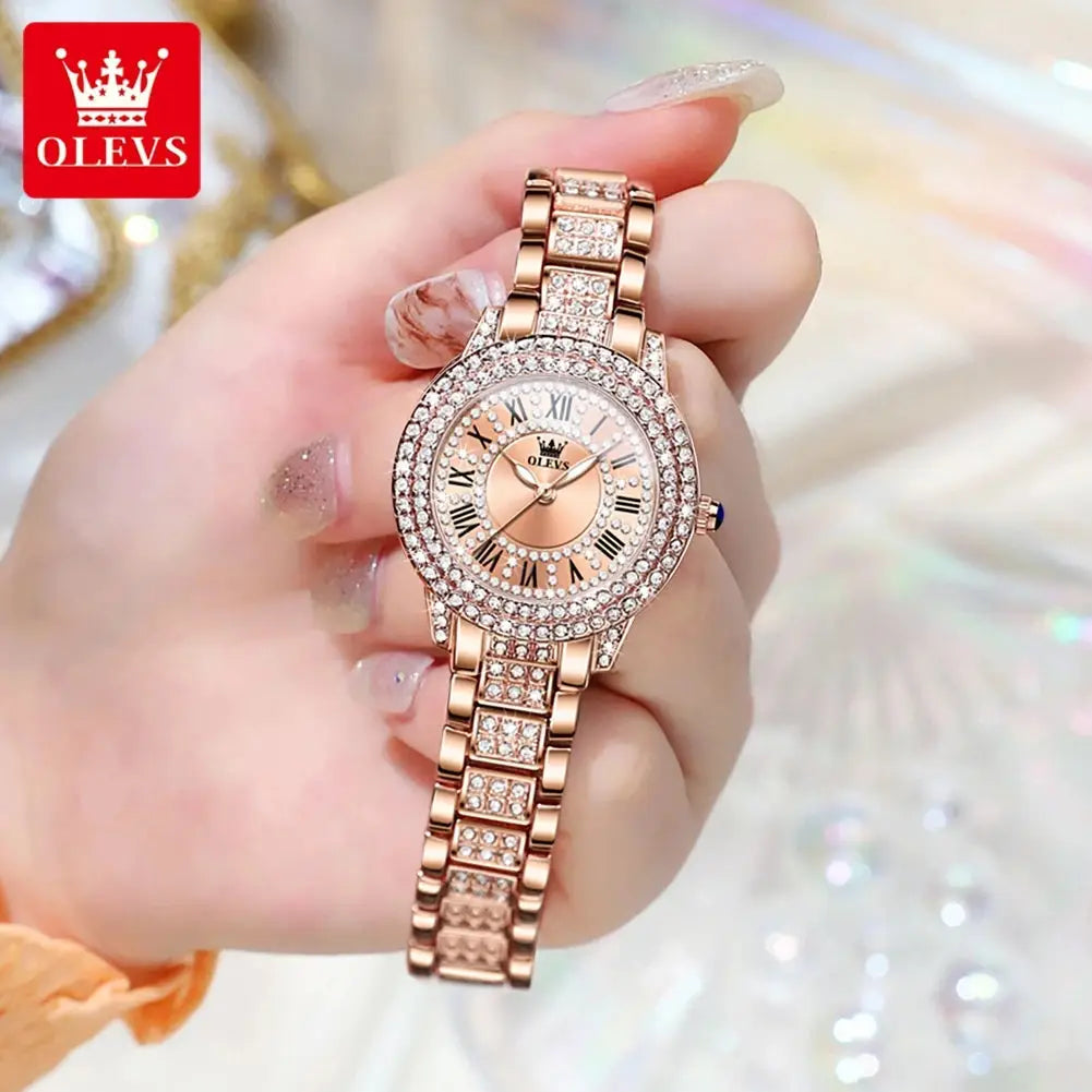 ELEGANCE® Diamond Watch for Women Fashion Elegant Stainless Steel Waterproof Quartz Wristwatch Luxury Ladies Dress Watches Original OLEVS