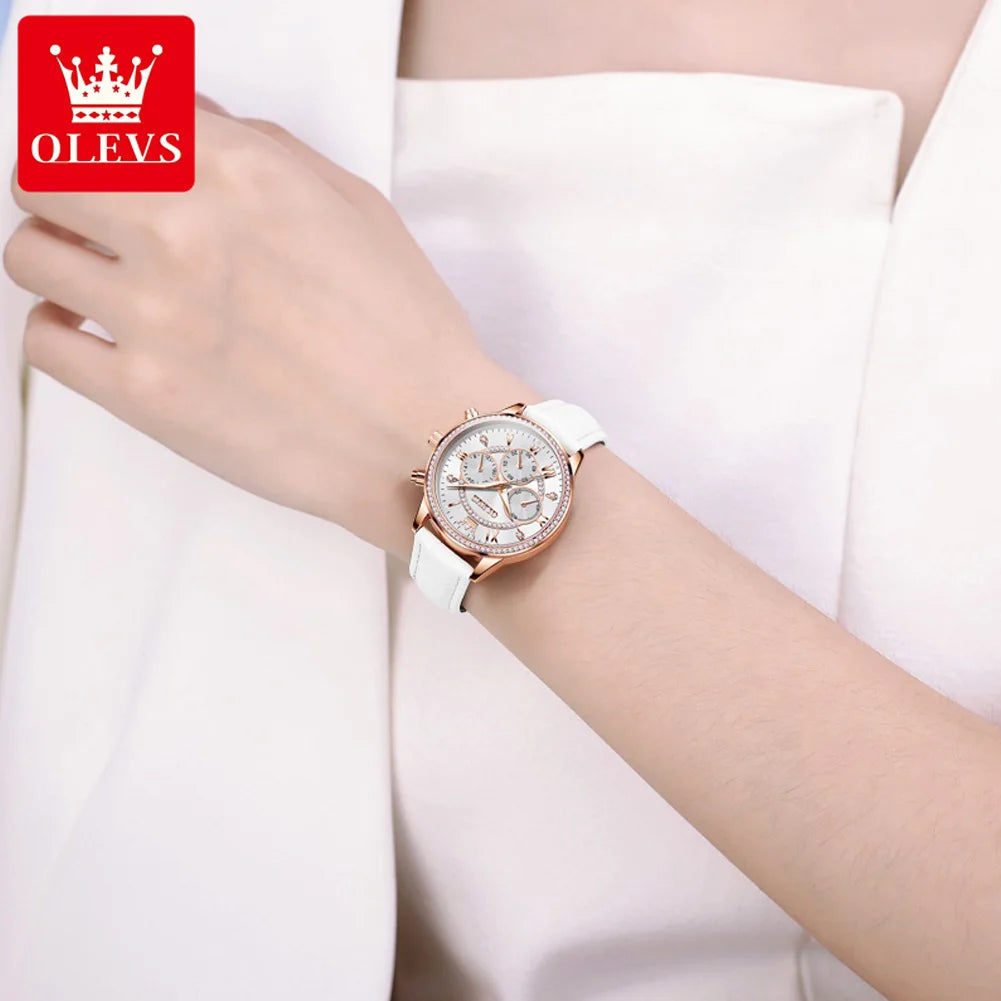 ELEGANCE® 2915 Luxe Diamond Watch Luxury Business Quartz Watch For Women Diamond Chronograph Roman Scale Ladies Wristwatch Top Brand Waterproof Watches