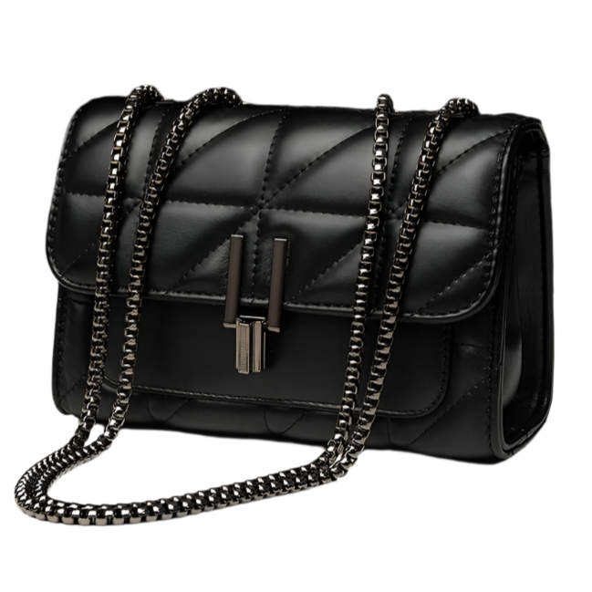 Elegance Quilted Charm Shoulder Bag Classic Quilted Detail Square Bag, Solid Color Flap Shoulder Bag, All-Match Chain Bag