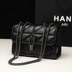 Elegance Quilted Charm Shoulder Bag Classic Quilted Detail Square Bag, Solid Color Flap Shoulder Bag, All-Match Chain Bag