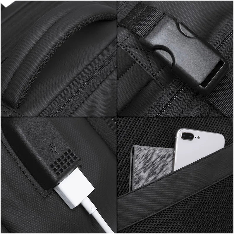 Elegance Elite Voyager Backpack Men Business Travel School Expandable USB Bag Large Capacity 17.3 Laptop Waterproof Fashion Backpack