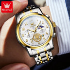 ELEGANCE® Celestial Timekeeper 2900 Moon Phase Watch Men Stainless Steel Waterproof Luminous  Fashion Skeleton Chronograph Quartz Wrist Watch for Men