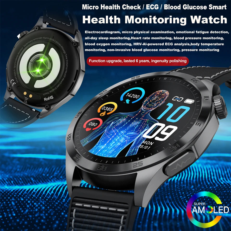 ELEGANCE® HealthMaster Pro Smartwatch ECG+PPG Temperature Pulse Physiotherapy Men & Women 466*466 HD Health Management BT Call Sports Waterproof