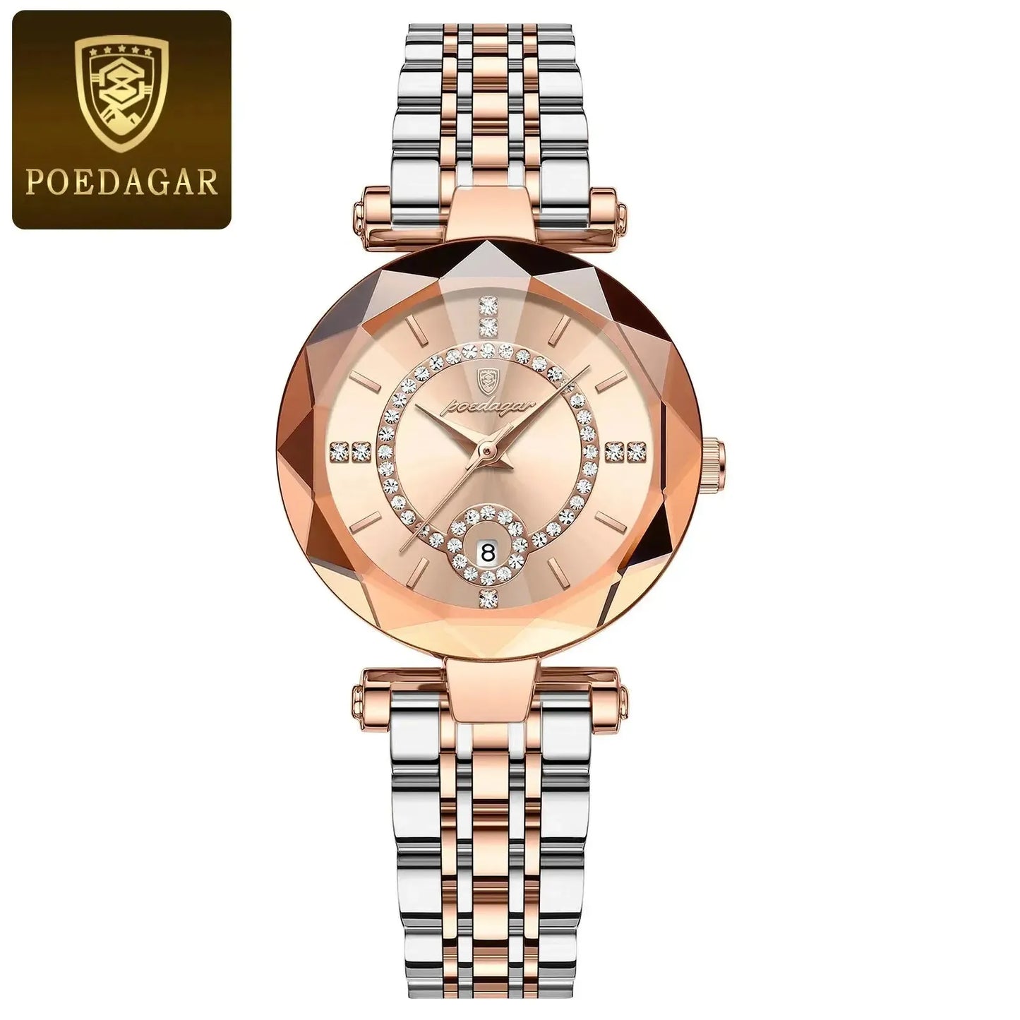 ELEGANCE® Luxury Watch For Woman High Quality Diamond Ladies Quartz Watch Waterproof Date Stainless Steel Women Watches box POEDAGAR