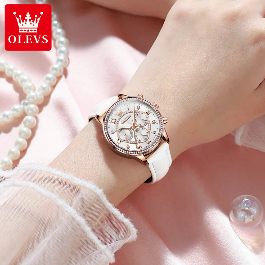 ELEGANCE® 2915 Luxe Diamond Watch Luxury Business Quartz Watch For Women Diamond Chronograph Roman Scale Ladies Wristwatch Top Brand Waterproof Watches