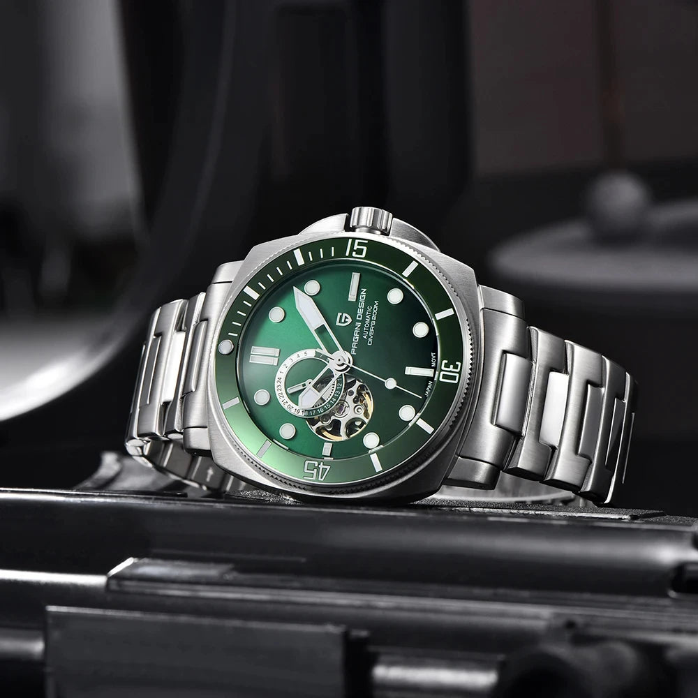 ELEGANCE® P1736 Men Watch Automatic Mechanical Top Brand Sports Fashion Sapphire 200M Waterproof Wristwatch