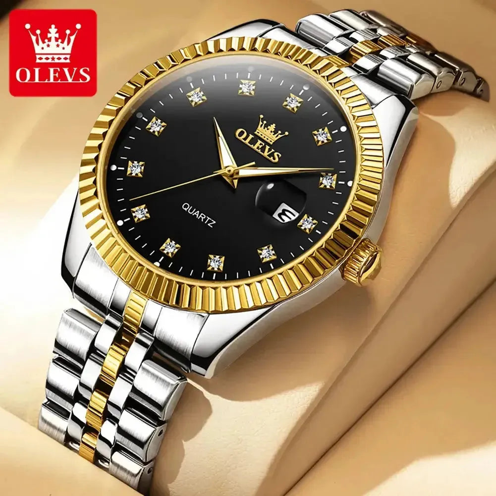 OLEVS 5526 Quartz Mens Women Couple Watches Top Brand Luxury Original Fashion Design Stainless Steel Waterproof Wristwatch Gifts ELEGANCE®