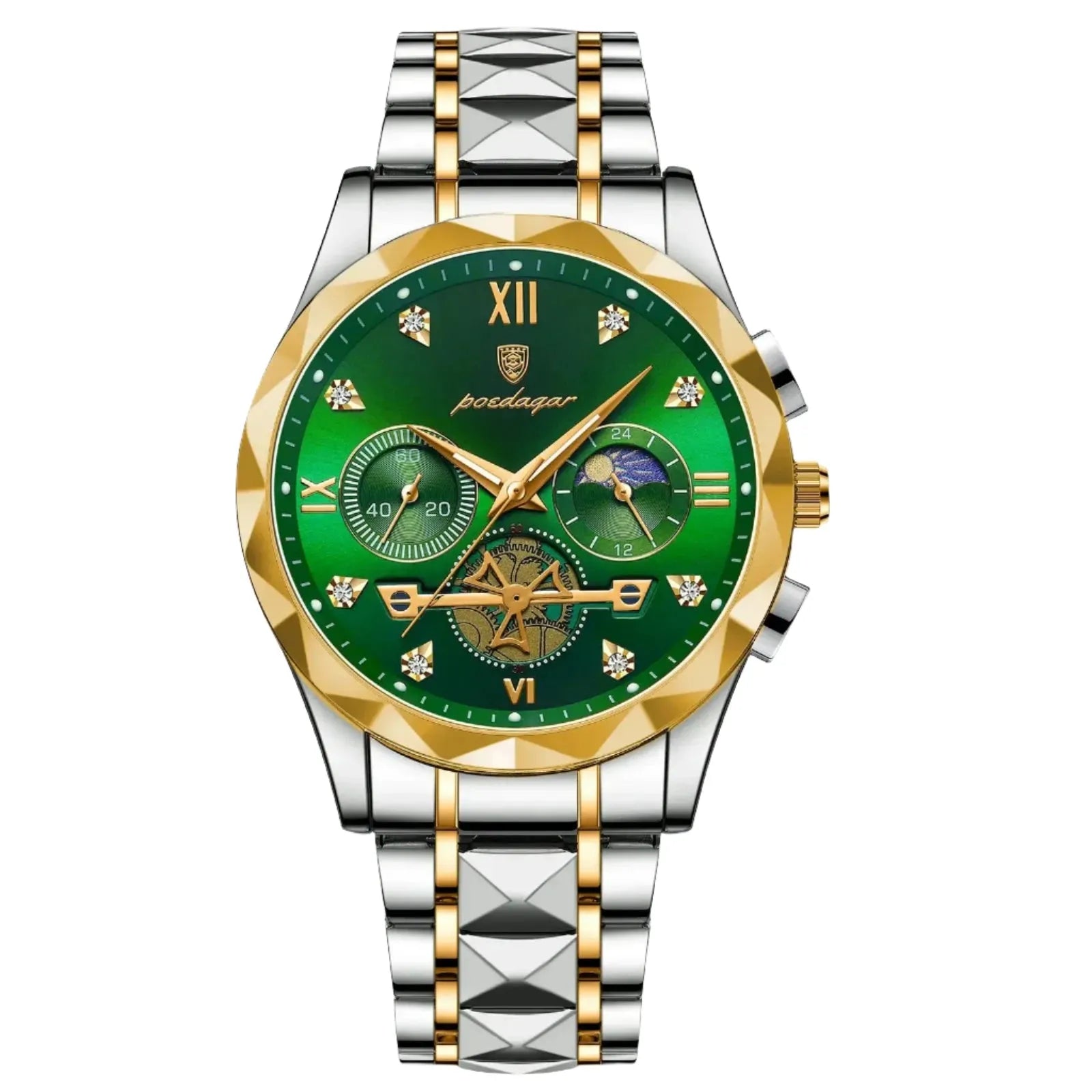 ELEGANCE® Luxury Man Wristwatch Waterproof Luminous Chronograph Watch for Men Stainless Steel Men's Quartz Watches POEDAGAR