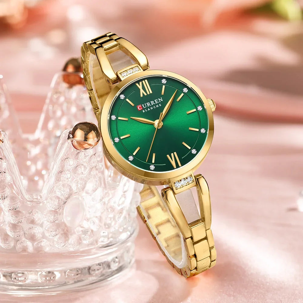 Elegance Chic Sparkle 9092 Ladies Watch with Sparkling Rhinestones Simple Quartz Stainless Steel Bracelet Wristwatch