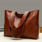 Elegance Luxe Carryall Women Bag - Vintage Large Capacity Tote Bag, Retro Vegan Shoulder Bag, Women's Casual Handbag For Commute