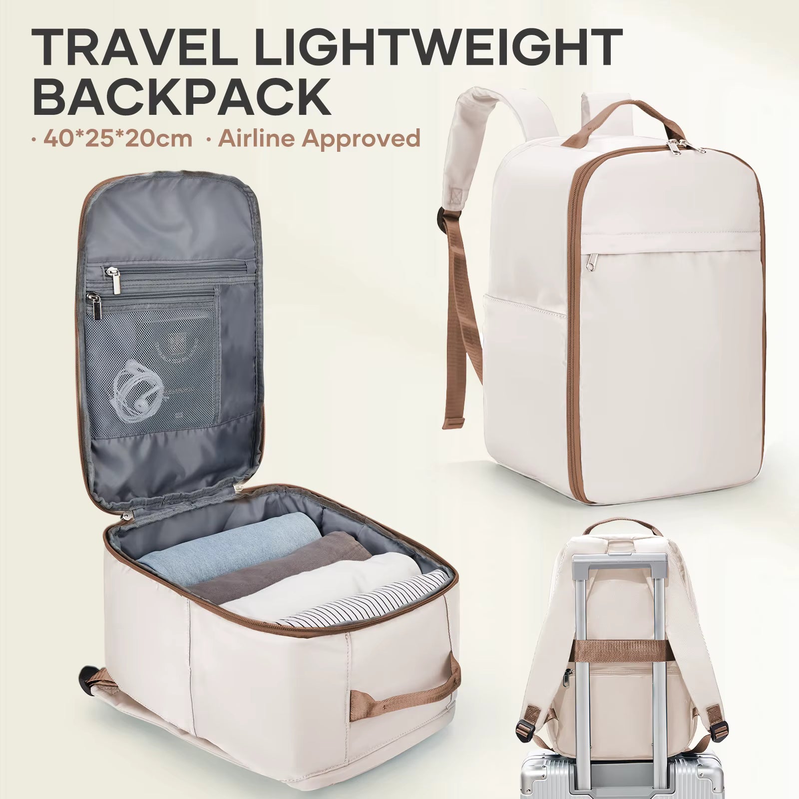 Elegance TravelMate Elite Backpack - 40x20x25 Cabin Bag, Hand Luggage Travel Backpack for Easyjet Cabin Bag 45x36x20, Laptop Backpack for Women/Men