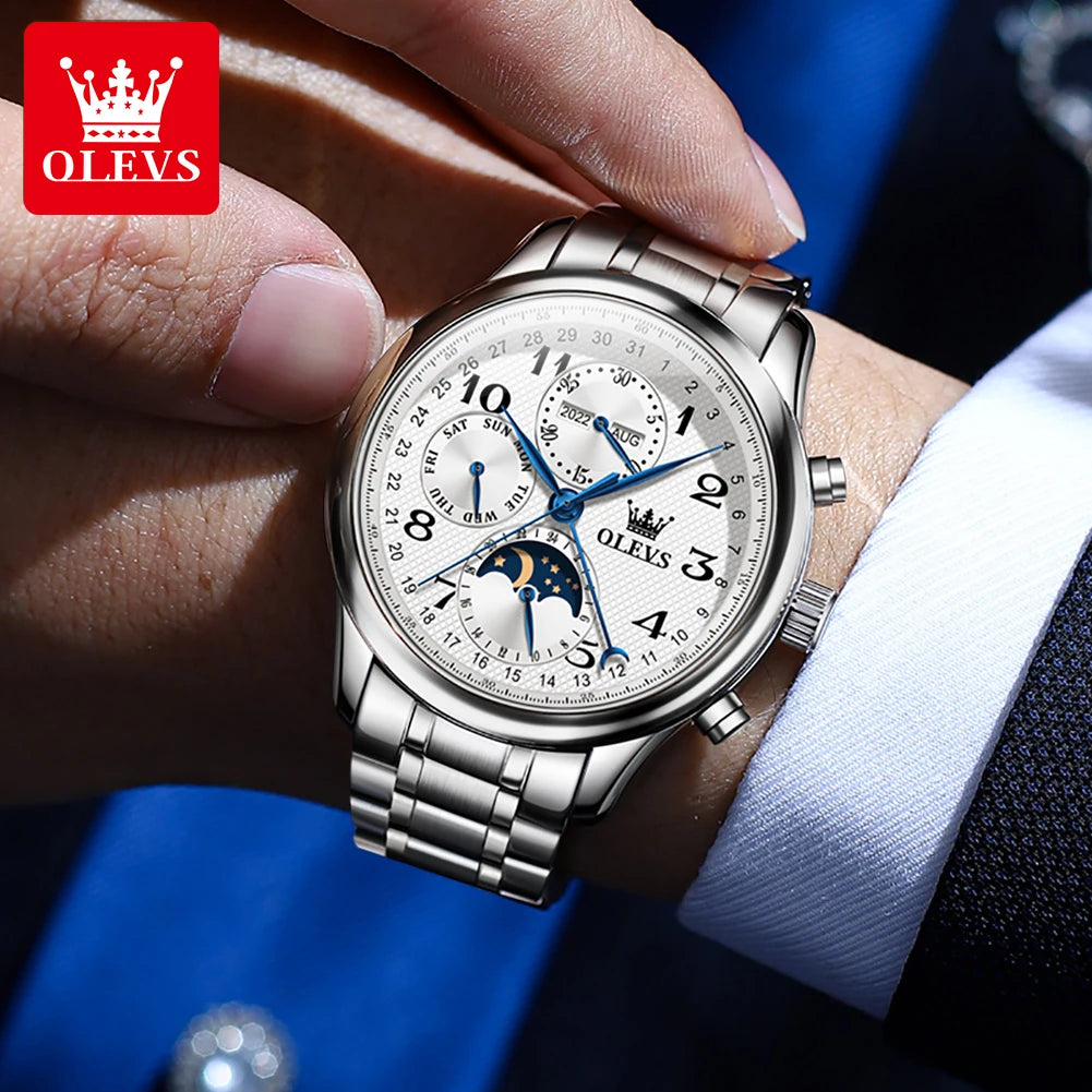 Elegance® 6667 Men's Watches Business Multifunctional Automatic Mechanical Watch for Man Original Waterproof Luminous Date Year Moon