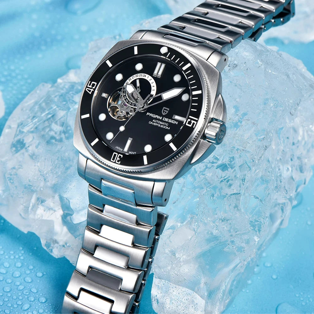 ELEGANCE® P1736 Men Watch Automatic Mechanical Top Brand Sports Fashion Sapphire 200M Waterproof Wristwatch