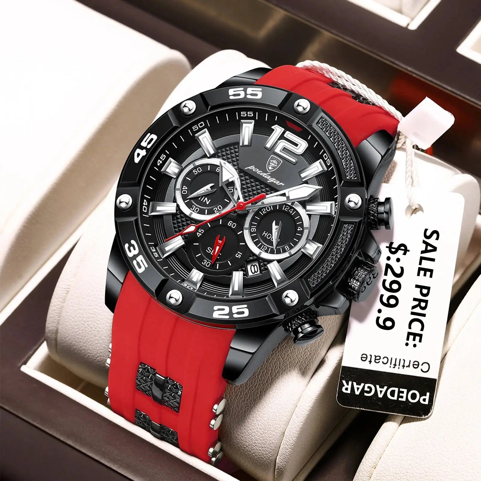 Elegance® 912 Sport Chrono Luxury Man Wristwatch Chronograph Waterproof Luminous Date Watches for Men Casual Quartz Silicone Men Watch