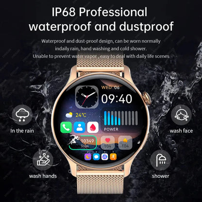 ELEGANCE® LuxeFit Women Smartwatch 466*466 AMOLED 1.43" HD Screen Always Display Time Bluetooth Call IP67 Waterproof Sports Smart Watch