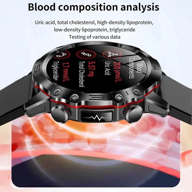 ELEGANCE ESTATE 2024 AI MEDICAL DIAGNOSIS SMARTWATCH NEW BLOOD LIPIDS URIC ACID BLOOD GLUCOSE WATCH - ECG+PPG FITNESS TRACKER FOR IPHONE IOS/ANDROID