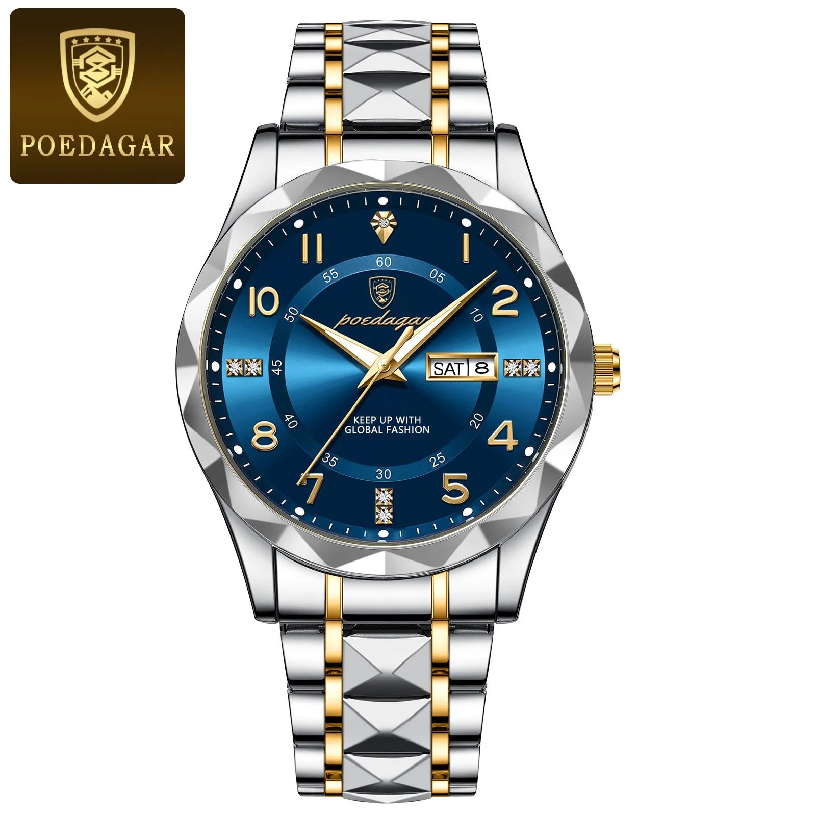 Elegance 858 PrestigeSport Men Watch Luxury Quartz Waterproof Date Week Luminous Wristwatch Stainless Steel Men's Watches Male Clock Sports