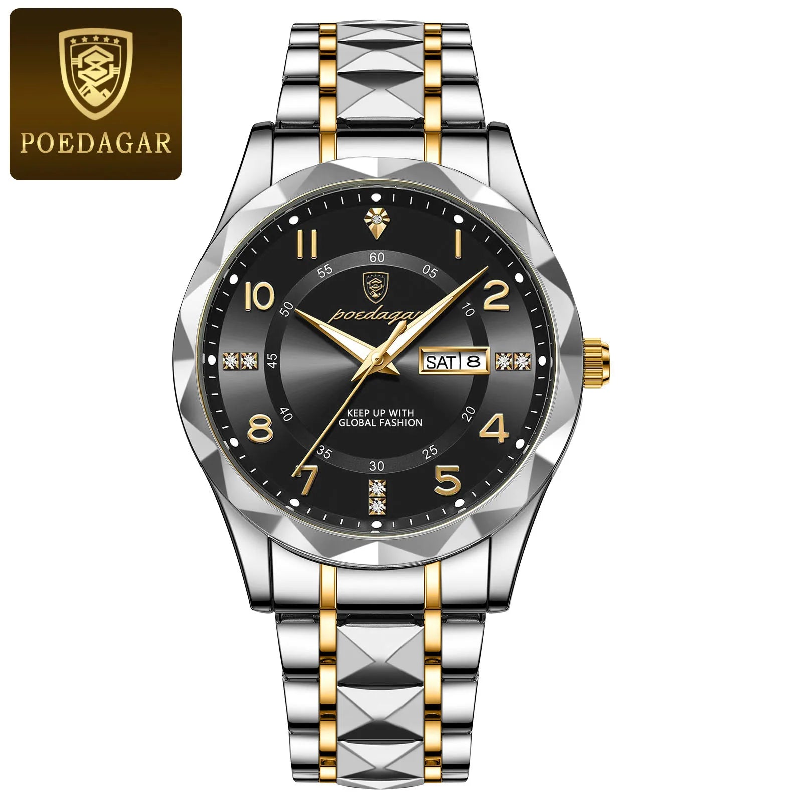 Elegance 858 PrestigeSport Men Watch Luxury Quartz Waterproof Date Week Luminous Wristwatch Stainless Steel Men's Watches Male Clock Sports