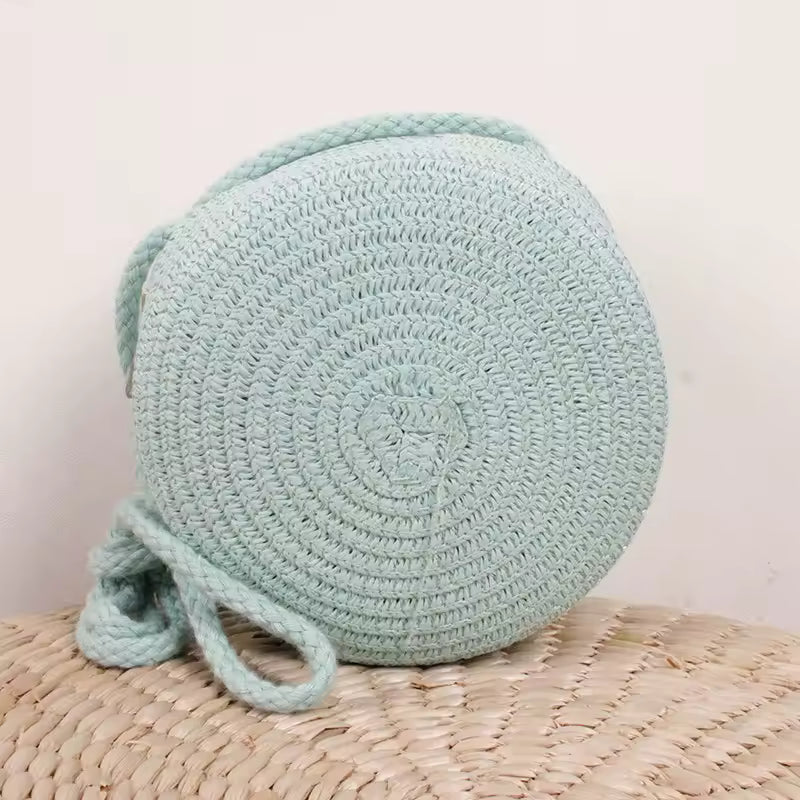 Elegance PureElegance Minimalist Bag - Minimalist Straw Bag Round Crossbody Purse Women Shoulder Vocation Style Handbag