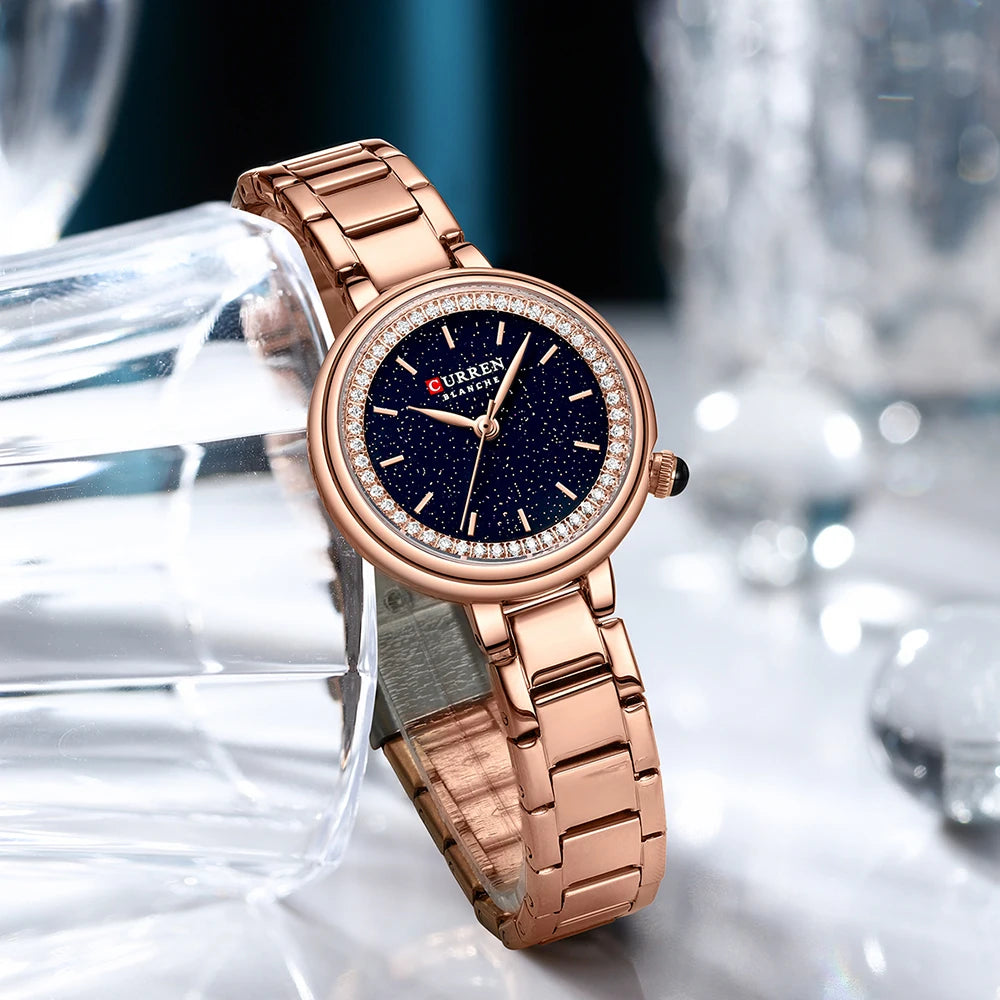 Elegance Luxe Gift Set Luxury Watch Women Ring Necklace Earrings Rhinestone Fashion Wristwatch Female Casual Ladies Watches Bracelet 5PCS Set