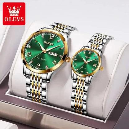 OLEVS 6602 Automatic Mechanical Couple Watch Luminous Stainless Steel Waterproof Top Brand Luxury Wristwatch Gift For Women Man ELEGANCE®