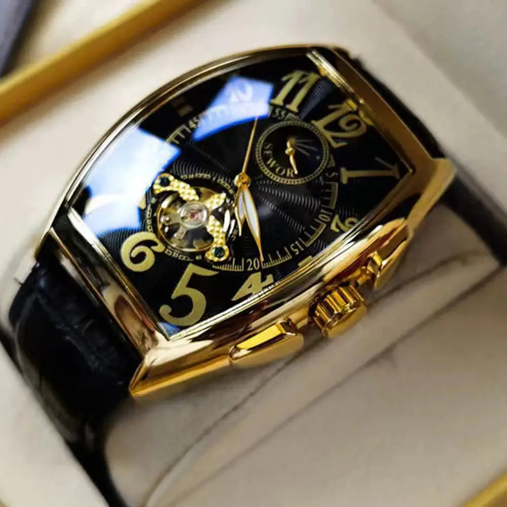 Elegance® Luxe Mechanique S075 Men Automatic Watch Mechanical Luxury Tourbillon Skeleton Luminous