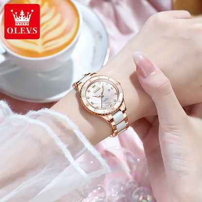 Elegance® 9985 Women's Watches Elegant Fashion Ceramics Quartz Wirtwatch for Ladies Diamond Scale Date Display Waterproof Luminous