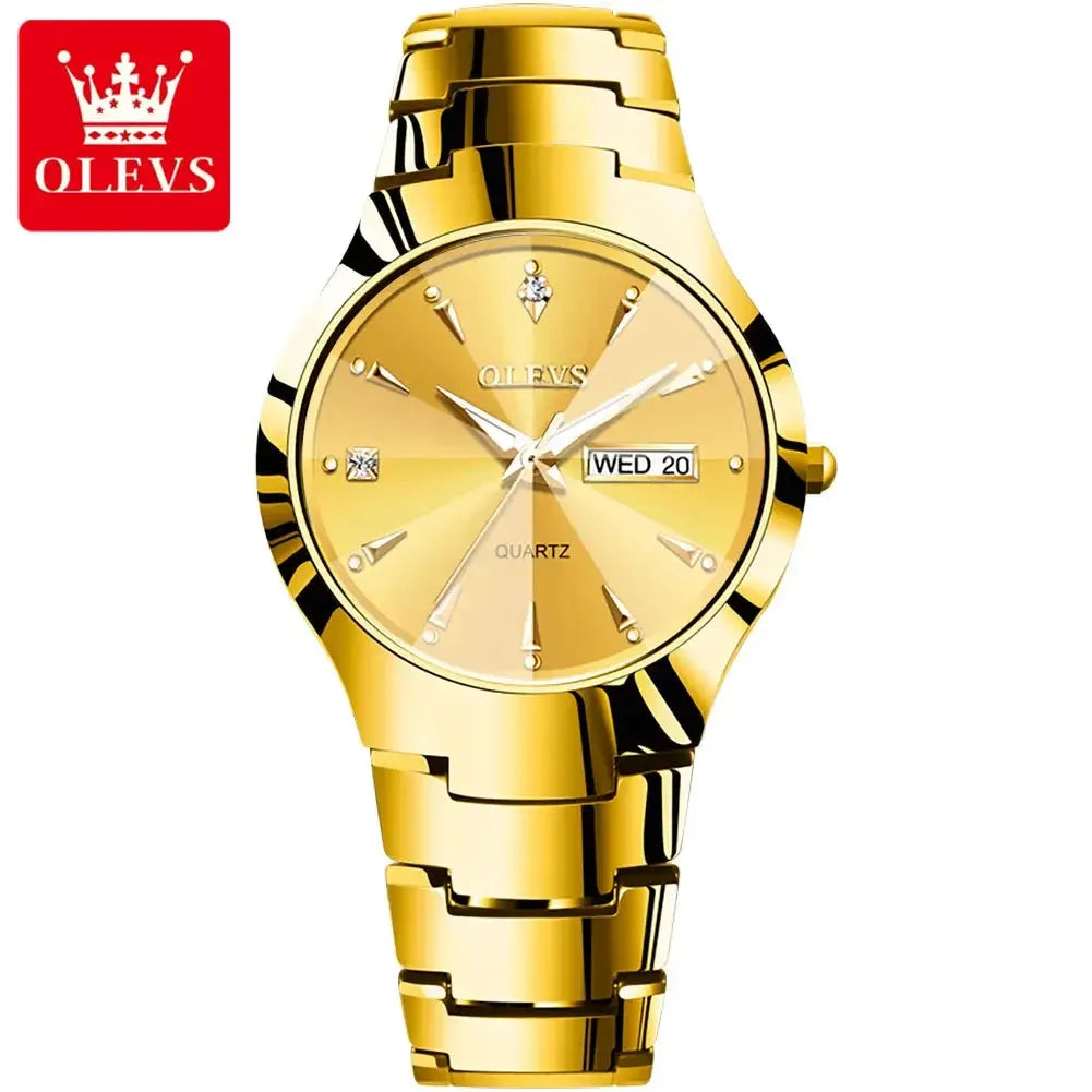 OLEVS 8697 Quartz Mens Women Watches Luxury Original Fashion Design Tungsten Steel Waterproof Calendar TopBrand Wristwatch Gifts ELEGANCE®