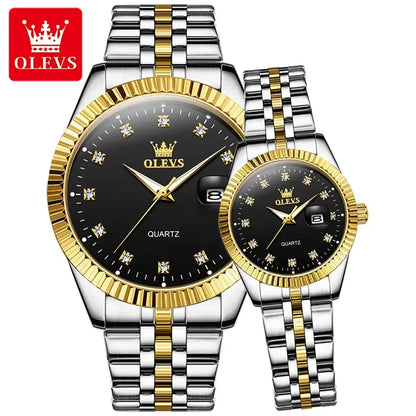 OLEVS 5526 Quartz Mens Women Couple Watches Top Brand Luxury Original Fashion Design Stainless Steel Waterproof Wristwatch Gifts ELEGANCE®