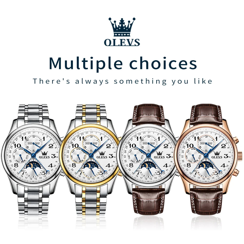 Elegance® 6667 Men's Watches Business Multifunctional Automatic Mechanical Watch for Man Original Waterproof Luminous Date Year Moon
