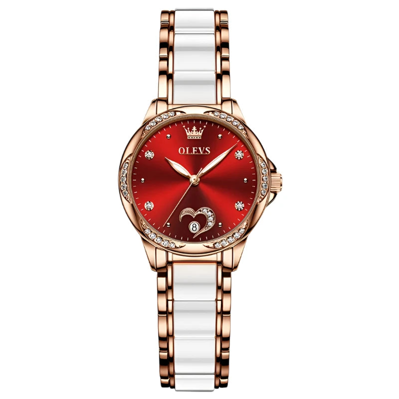 Elegance® 6631 Scarlet Diamond Women Watch Automatic Mechanical Ladies Creative Ceramics Steel Women's Bracelet Watches Female Clock Reloj Mujer New