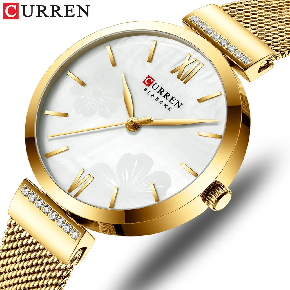 Elegance Glamour 9067 Watch for Women Luxury Quartz Gold Elegant Bracelet Wristwatch Female Clock Ladies Dress Stainless Steel