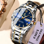 Elegance 615 LuxeTime Men Watch Luxury Quartz Waterproof Date Week Luminous Wristwatch Stainless Steel Men's Watches Male Clock Sports