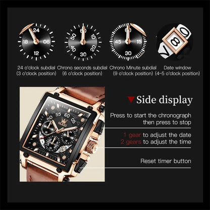 Elegance® 9919 Classic Executive Male Watches Square Quartz Watch Watch For Men Waterproof Leather Strap Sport Clock Male Relogio Masculino