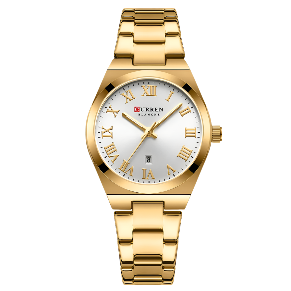 Elegance 9095 Gold Signature Women Watch Fashion Gold Stainless Stain Steel Ladies Watch Waterproof Quarzt Wristwatch Romatic Girlfriend Gift