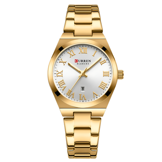 Elegance® 9095 Gold Signature Women Watch Fashion Gold Stainless Stain Steel Ladies Watch Waterproof Quarzt Wristwatch Romatic Girlfriend Gift