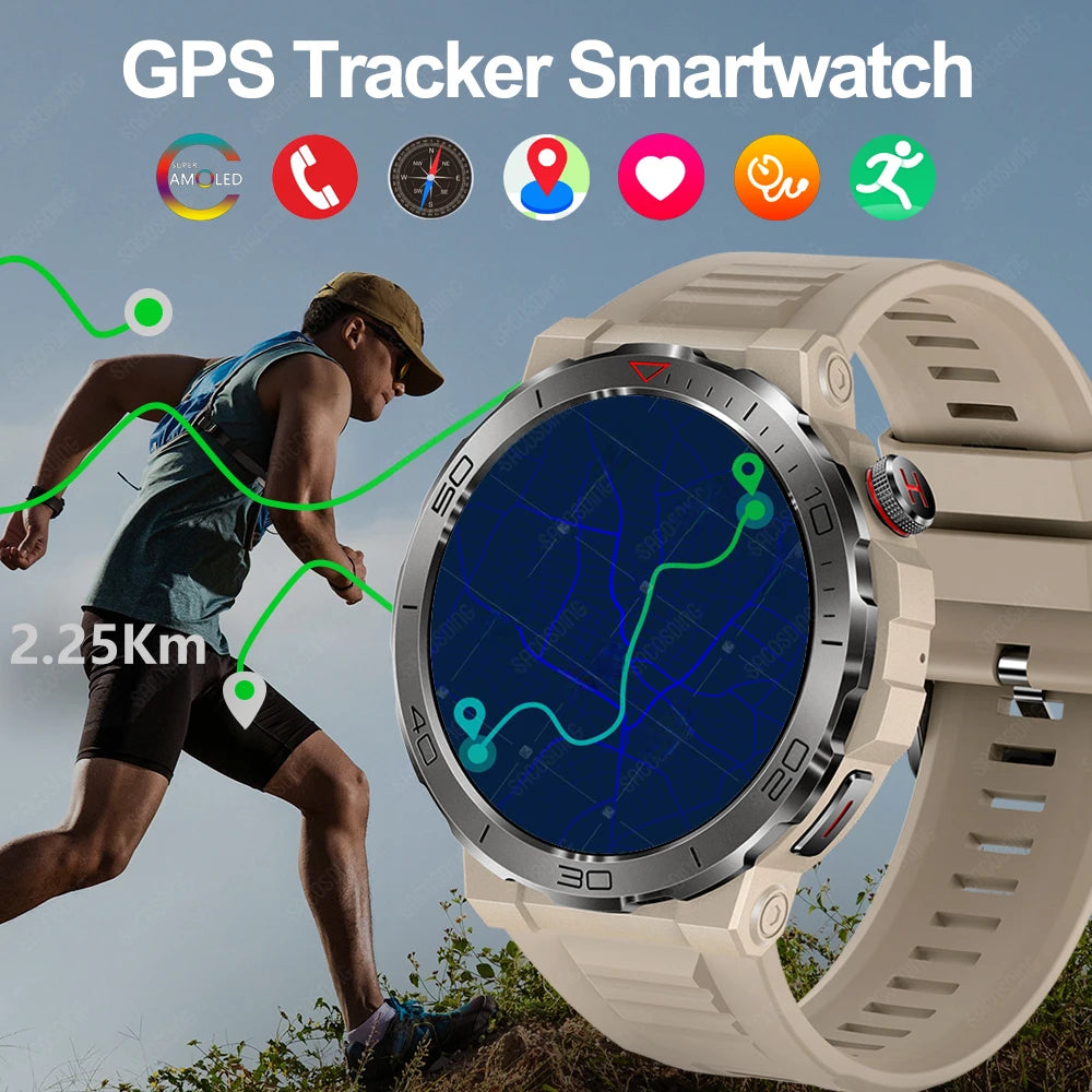 Elegance® Tracker Pro SmartWatch 1.43 Amoled GPS Smart watches for men Bluetooth call Compass Sports Smartwatch For Android IOS Fitness Tracker