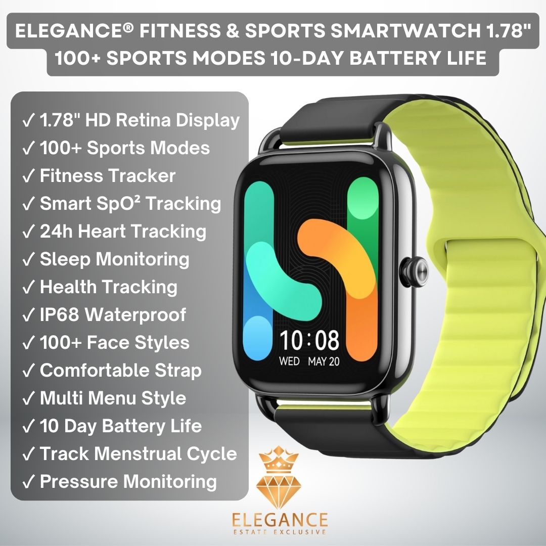 Elegance® Fitness & Sports Smartwatch 1.78'' Amoled Display 105 Sports Modes 10-day Battery Life Smart Watch for Men & Women