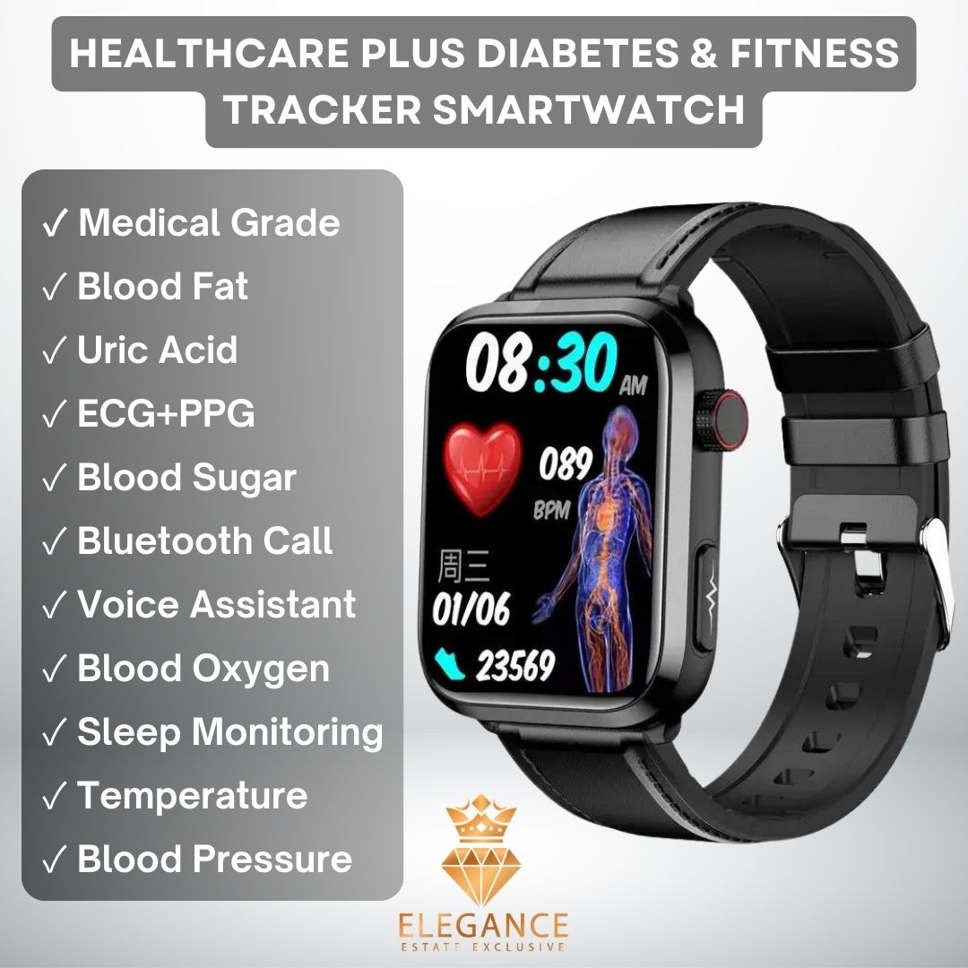 Healthcare Plus® - Lipids Uric Acid Blood Glucose Monitoring Smart Watch - Ecg+Ppg Fitness Tracker