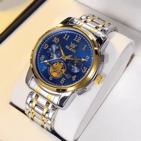 ELEGANCE® Celestial Timekeeper 2900 Moon Phase Watch Men Stainless Steel Waterproof Luminous  Fashion Skeleton Chronograph Quartz Wrist Watch for Men