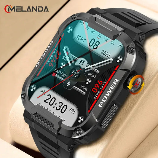 ELEGANCE ESTATE Military Smartwatch Men Android IOS IP68 Waterproof Sports Fitness