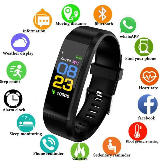 ELEGANCE® Smart Watch 0.96 Inch Touch Screen Fitness Tracker Waterproof Smartwatch Heart Rate Blood Pressure Sleep Monitor