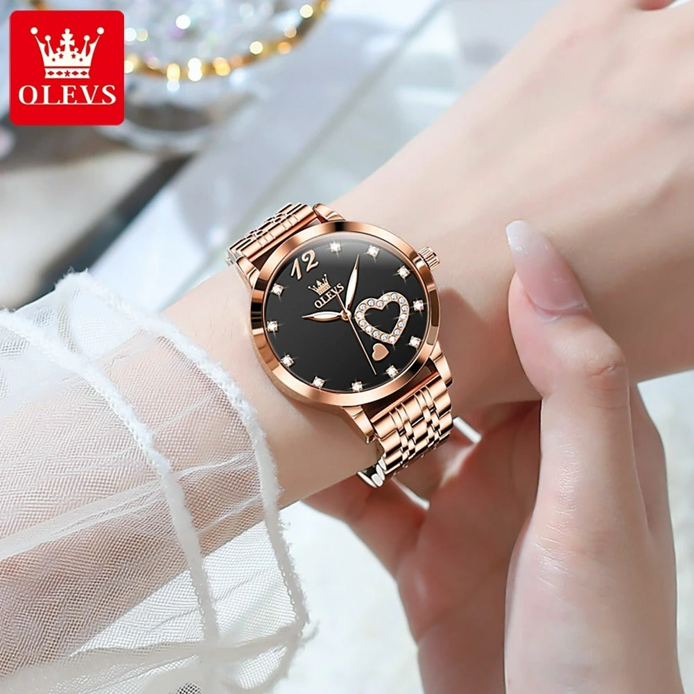 ELEGANCE® 5189 Women's Watches Fashion Quartz Watch Stainless steel Waterproof Set With Diamonds Love Luxury female Wristwatch