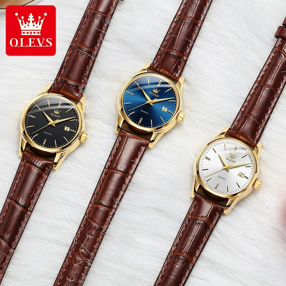 ELEGANCE 6898 Women Watch Fashion Waterproof, PU Strap High Quality Exquisite Quartz Watches For Couple Luminous Calendar