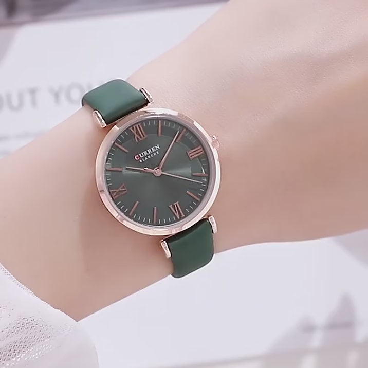 Elegance Chic Classic Women's Watch Quartz Leather Wrsitwatches Fashionable Classic Clock Montre femme